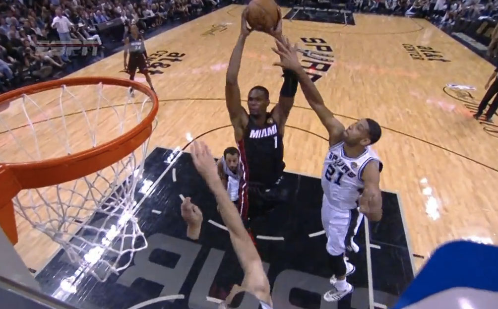 Chris Bosh Dunks on Tim Duncan and Danny Green (VIDEO)