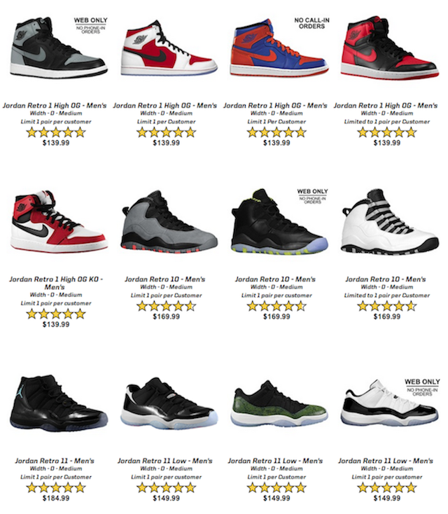 Eastbay Is Re-Stocking 48 Air Jordans Tuesday Morning