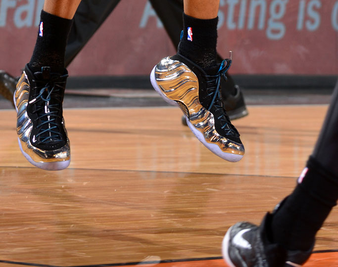 playing basketball in foamposites