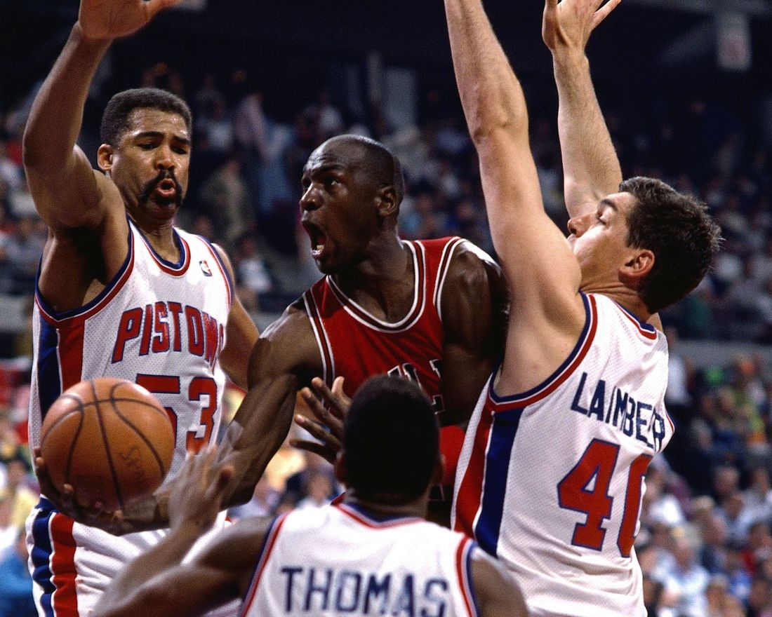 The Pistons employing The Jordan Rules