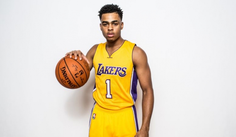 Lot Detail - D'Angelo Russell Autographed Lakers Rookie Away Jersey w/D  Loading Inscription (Russell LOA)