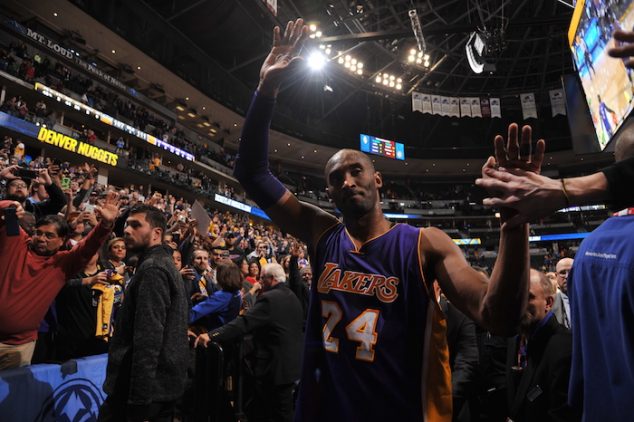 DENVER, CO - DECEMBER 22: Kobe Bryant #24 of the Los Angeles Lakers leaves the court after the game against the Denver Nuggets on December 22, 2015 at the Pepsi Center in Denver, Colorado. NOTE TO USER: User expressly acknowledges and agrees that, by downloading and/or using this Photograph, user is consenting to the terms and conditions of the Getty Images License Agreement. Mandatory Copyright Notice: Copyright 2015 NBAE (Photo by Bart Young/NBAE via Getty Images)