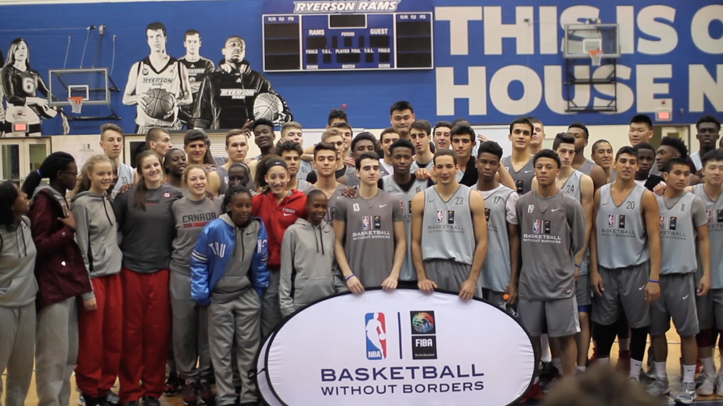 Frank Ntilikina, DeAndre Ayton, Shai Gilgeous-Alexander, and others at the 2016 Basketball Without Borders Camp in Toronto, Canada.