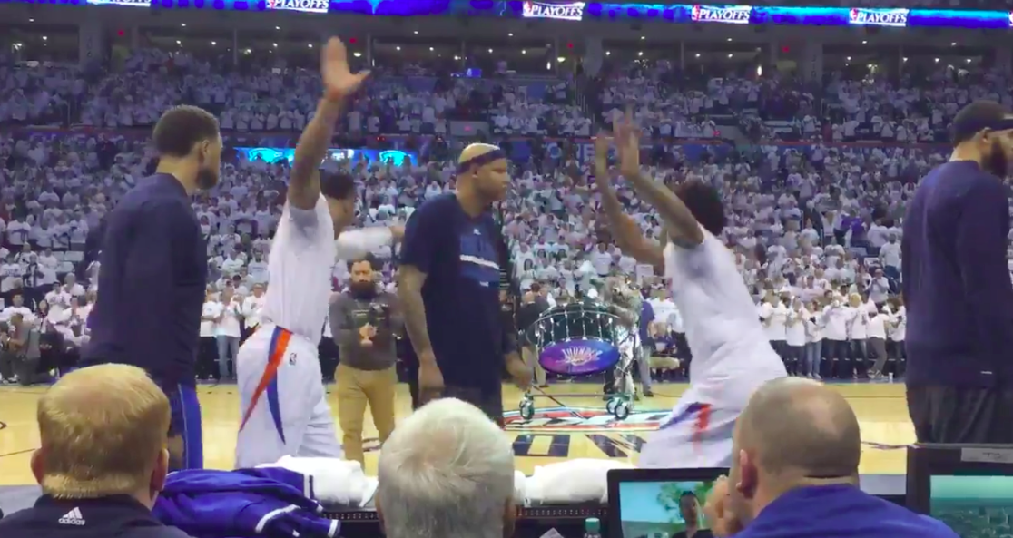 Charlie Villanueva Tried To Mess Up Russell Westbrook And Cameron Payne S Pregame Dance Routine Video Slam