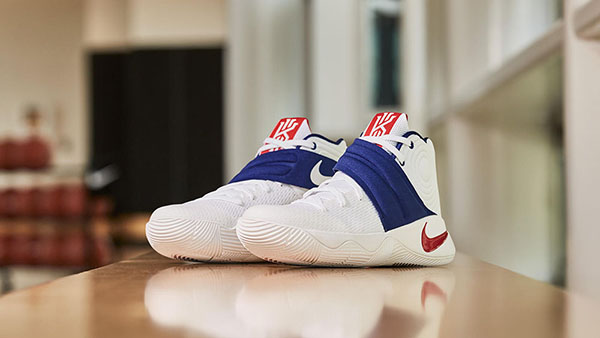 kyrie shoes red white and blue