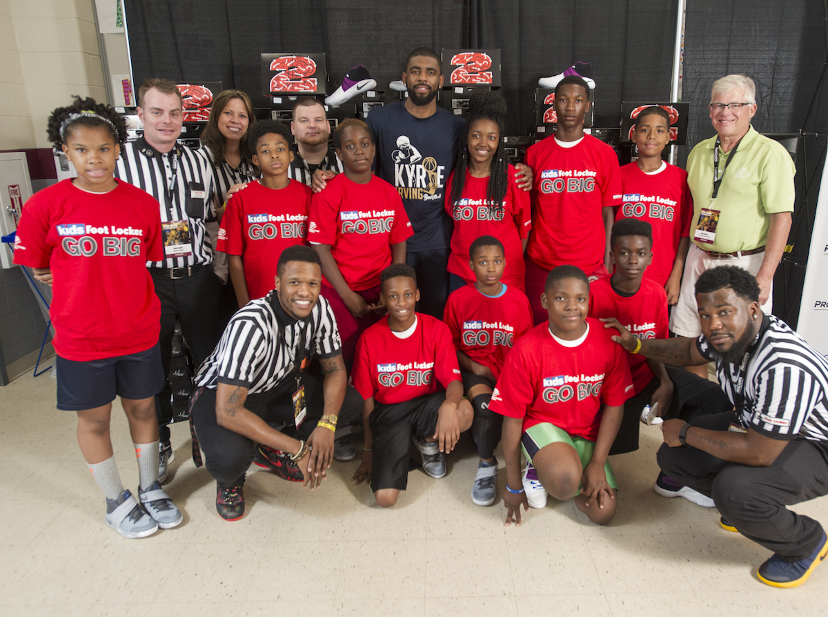 Kyrie Irving And Kids Foot Locker Donate 190 Pairs Of Sneakers To Cleveland Boys Girl Clubs Slam