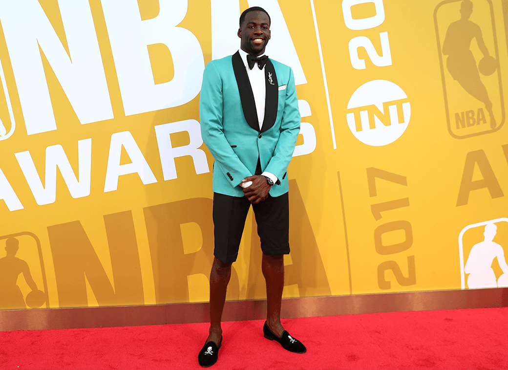 Draymond Green joins LeBron James in the shorts-suit brigade at Game 2